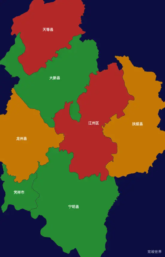 echarts崇左市地区地图geoJson数据
